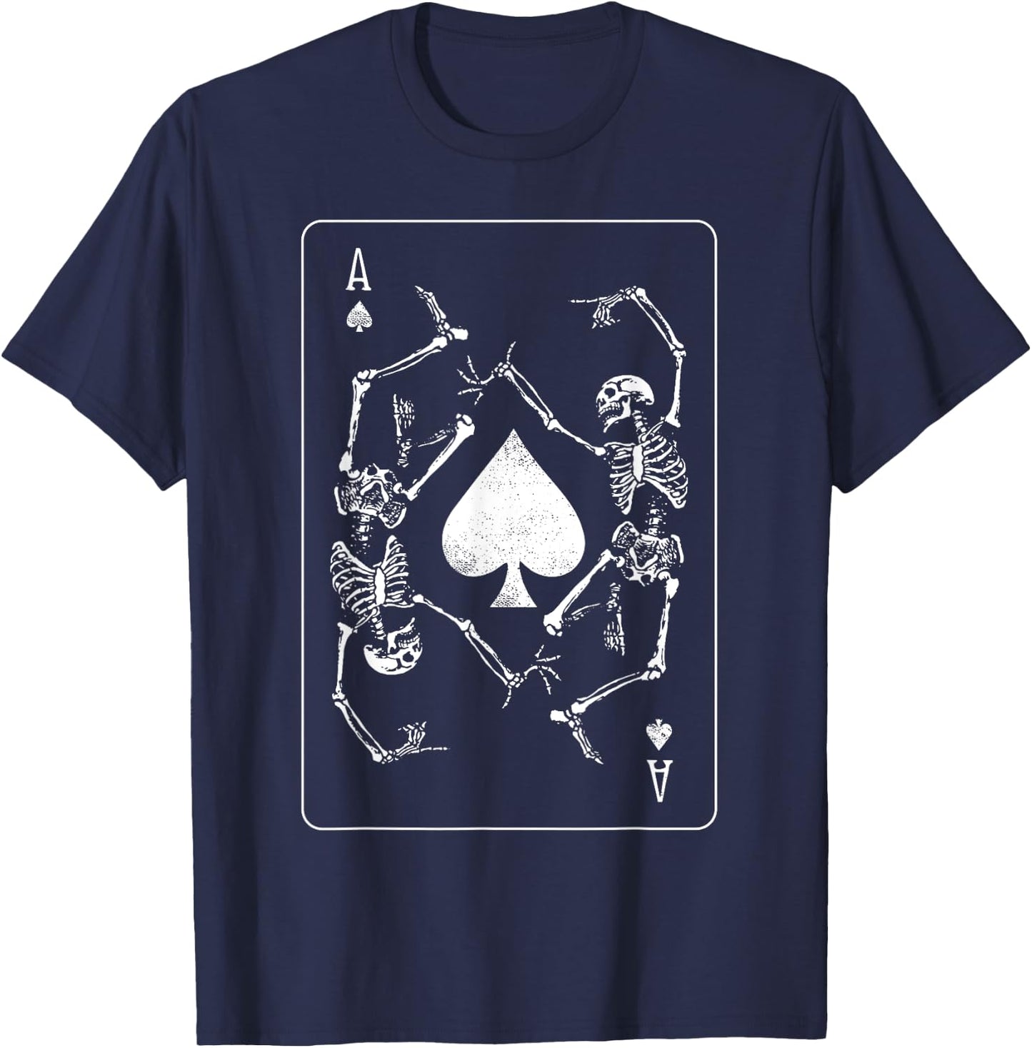 Goth Punk Ace Of Spades Card Shark Gambler Skeleton T-Shirt - T-Shirt | Navy