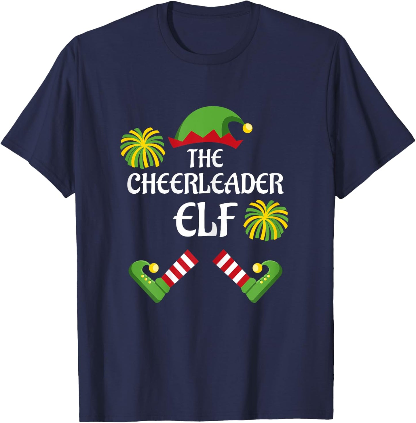 Cheerleader Elf Family Matching Group Christmas Cheer T-Shirt - T-Shirt | Navy