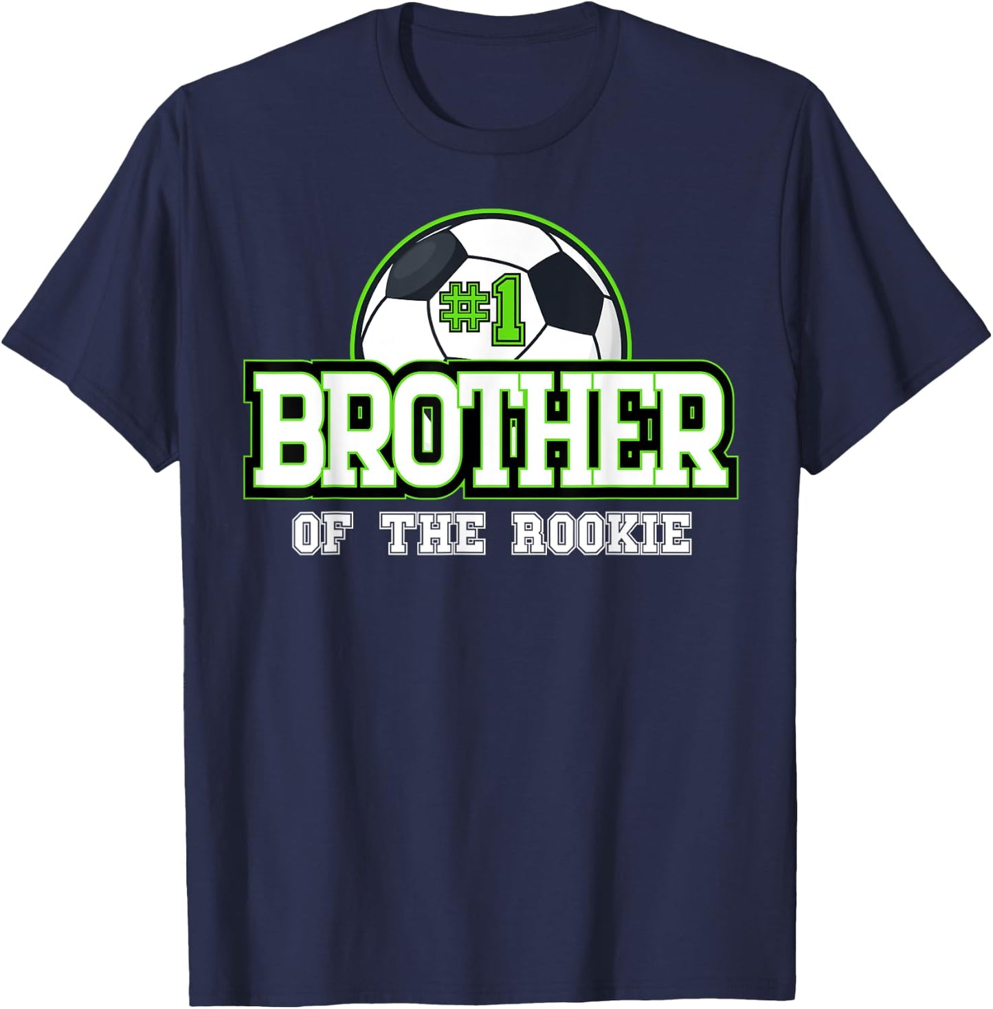 Brother of Rookie 1st Birthday Soccer Theme Matching Party T-Shirt - T-Shirt | Navy