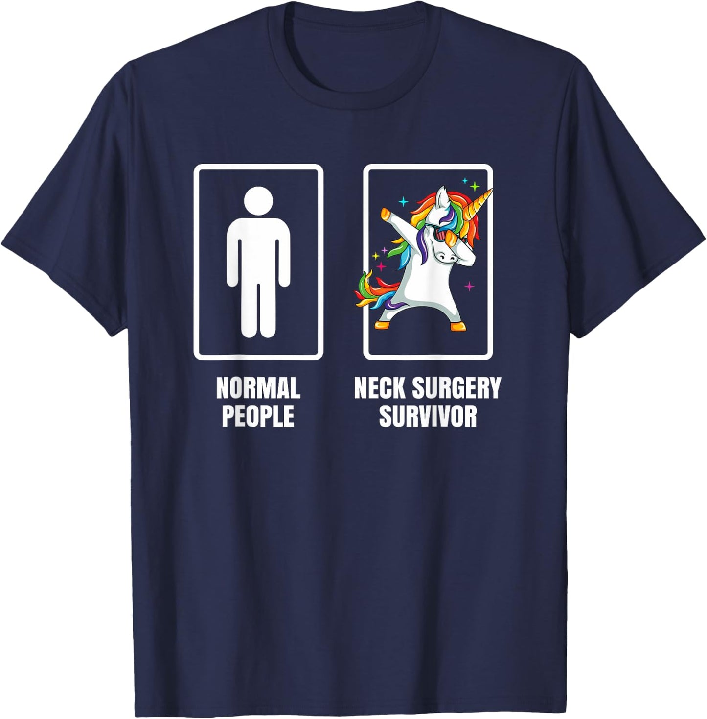 Dabbing Unicorn Neck Surgery Survivor Recovery Get Well Gift T-Shirt - T-Shirt | Navy