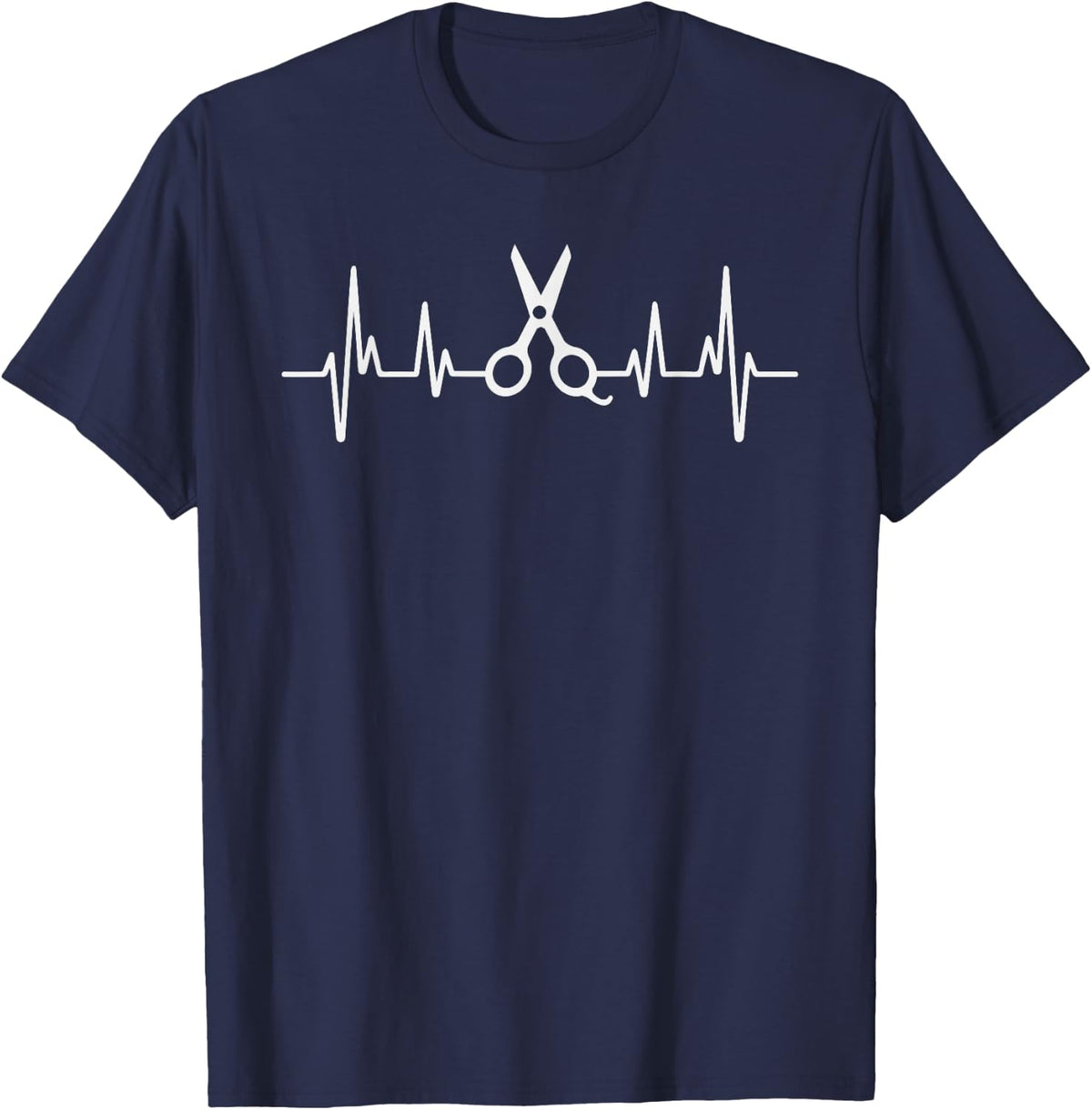 Hair Stylist Heartbeat Scissors EKG Pulse Line T-Shirt - T-Shirt | Navy