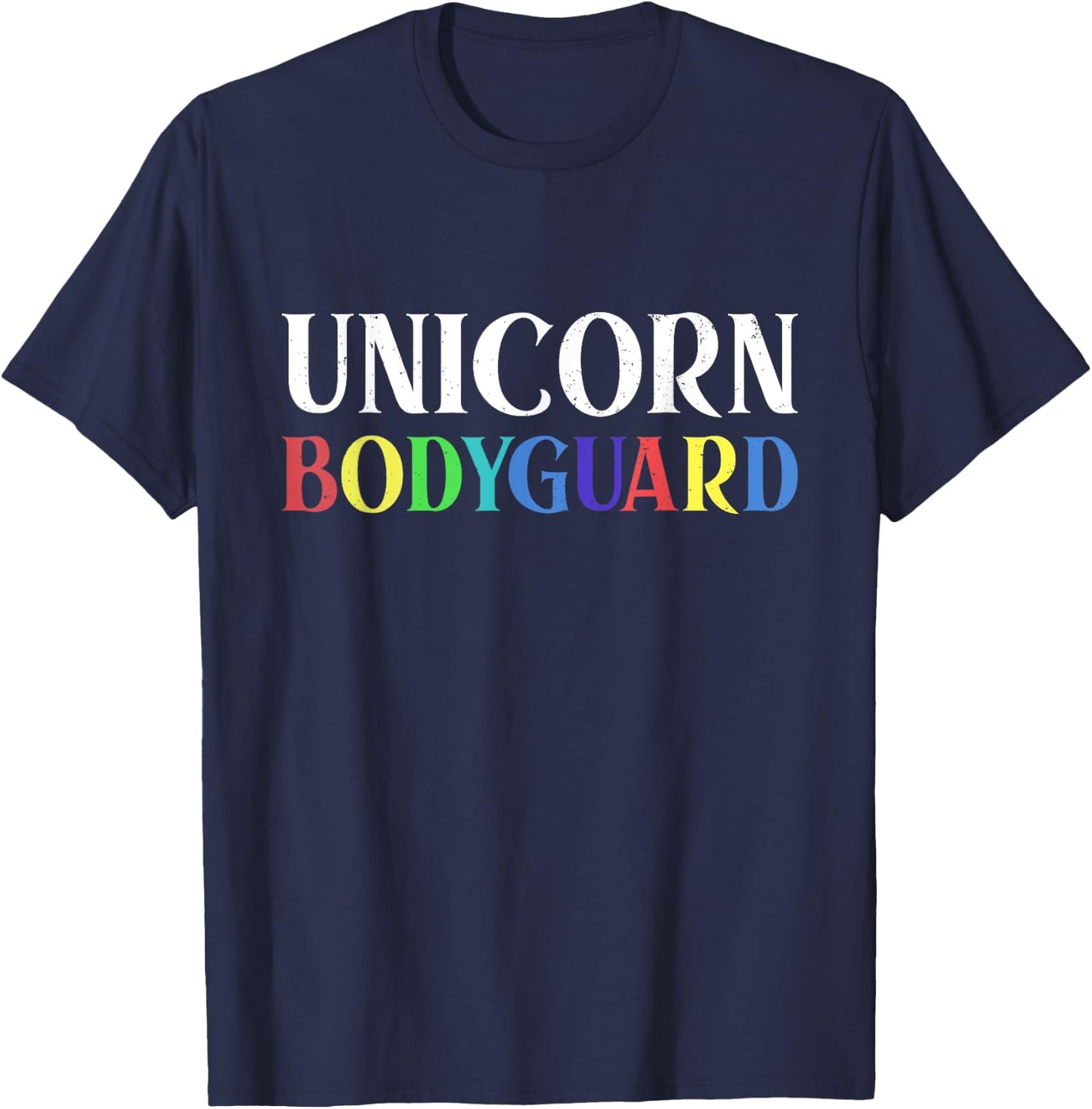Unicorn Bodyguard Halloween Dad Mom Daughter Distressed T-Shirt - T-Shirt | Navy