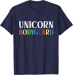 Unicorn Bodyguard Halloween Dad Mom Daughter Distressed T-Shirt - T-Shirt | Navy