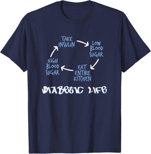 Funny Humor Diabetic Life Cycle Diabetes Warrior T-Shirt - T-Shirt | Navy