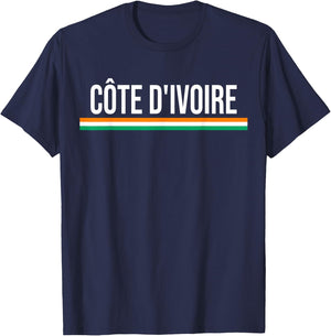 Ivory Coast Flag Sports Soccer Football Athletic Team Jersey T-Shirt - T-Shirt | Navy