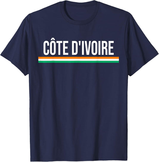 Ivory Coast Flag Sports Soccer Football Athletic Team Jersey T-Shirt - T-Shirt | Navy