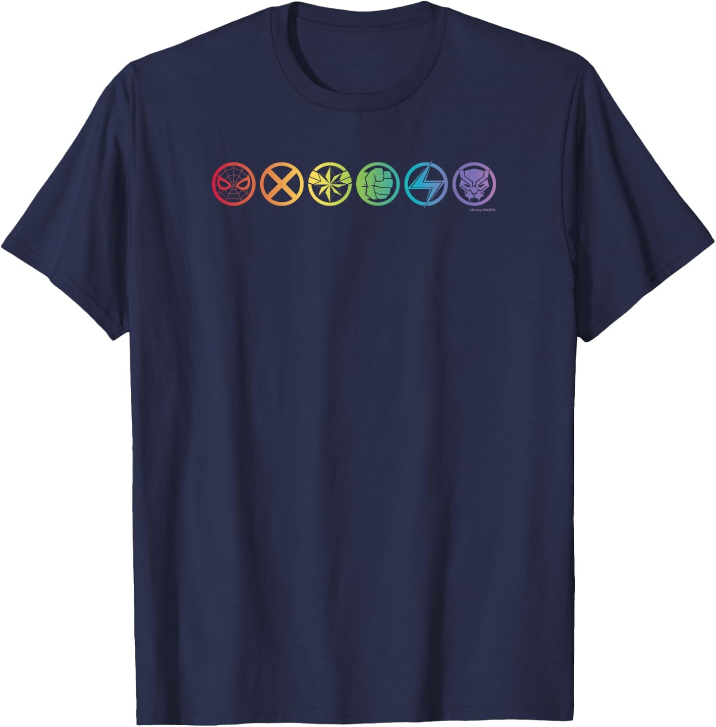 Marvel Group Shot Rainbow Logo Light Up T-Shirt - T-Shirt | Navy