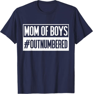 Mom Of Boys #Outnumbered Boy Mum Best Mum Gift Mum T-Shirt - T-Shirt | Navy