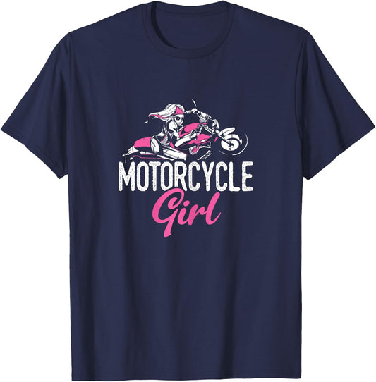 Motorcycle Girl Bike Motor Motorcycle T-Shirt - T-Shirt | Navy