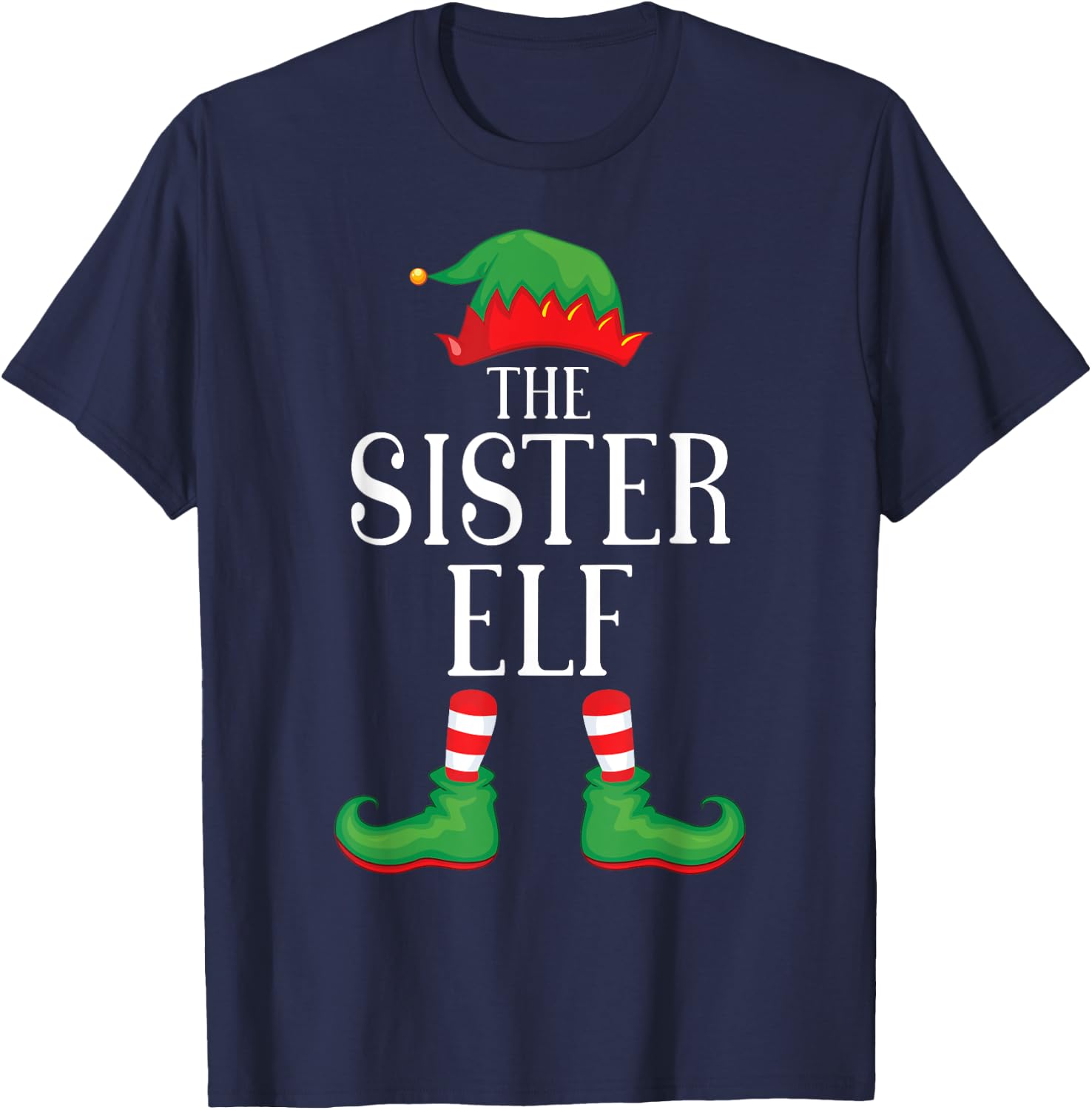 Sister Elf Matching Group Xmas Funny Family Christmas T-Shirt - T-Shirt | Navy
