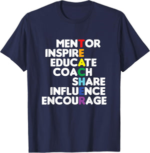 Mentor Educator Teacher Teaching Teachers Coach Educate Gift T-Shirt - T-Shirt | Navy