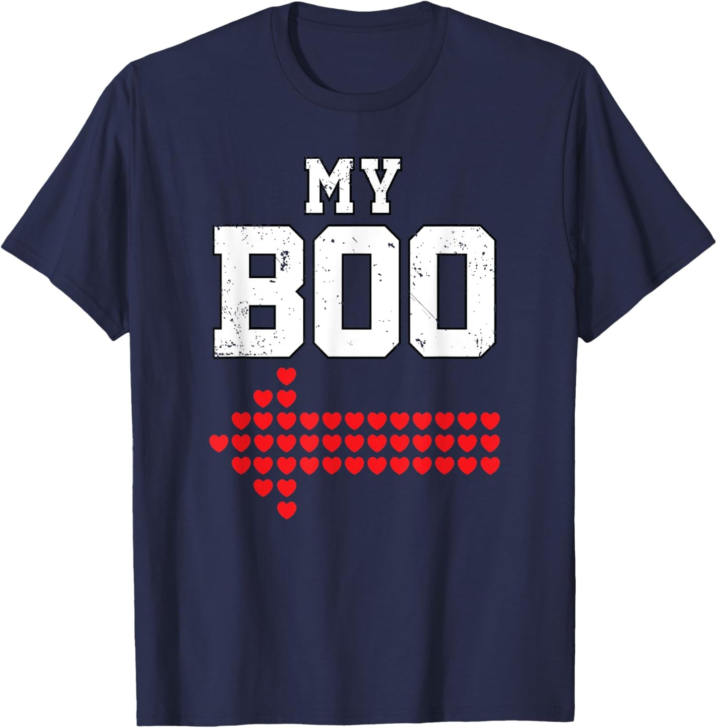 My Boo & My Bae Valentine Shirt Him Her Matching Couple T-Shirt - T-Shirt | Navy