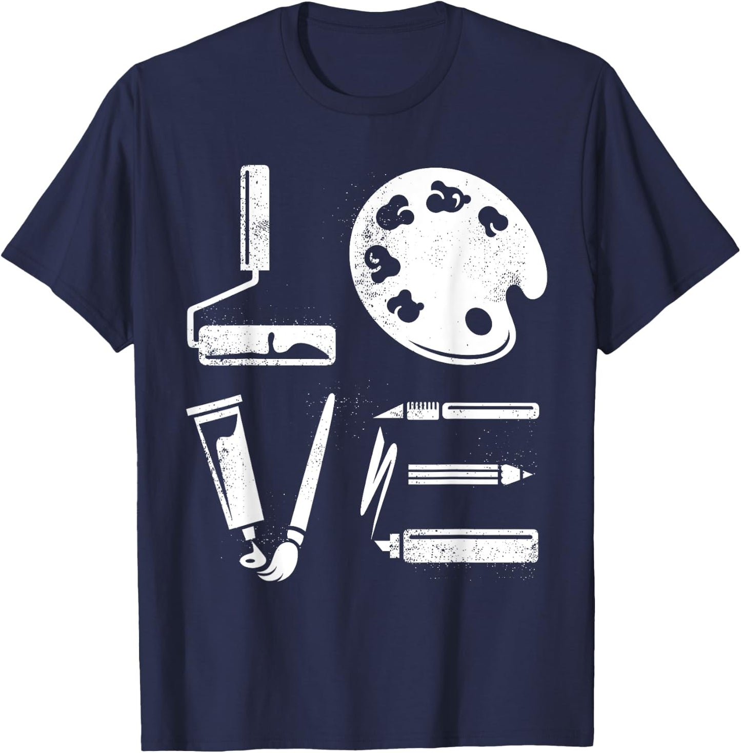 Creatives Artist Art Supplies Spells Love T-Shirt - T-Shirt | Navy