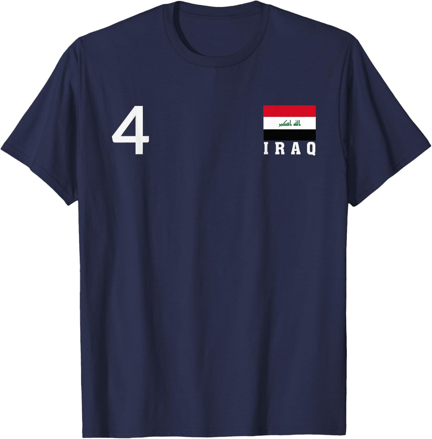 Iraq Number 4 National Flag Country Heritage T-Shirt - T-Shirt | Navy