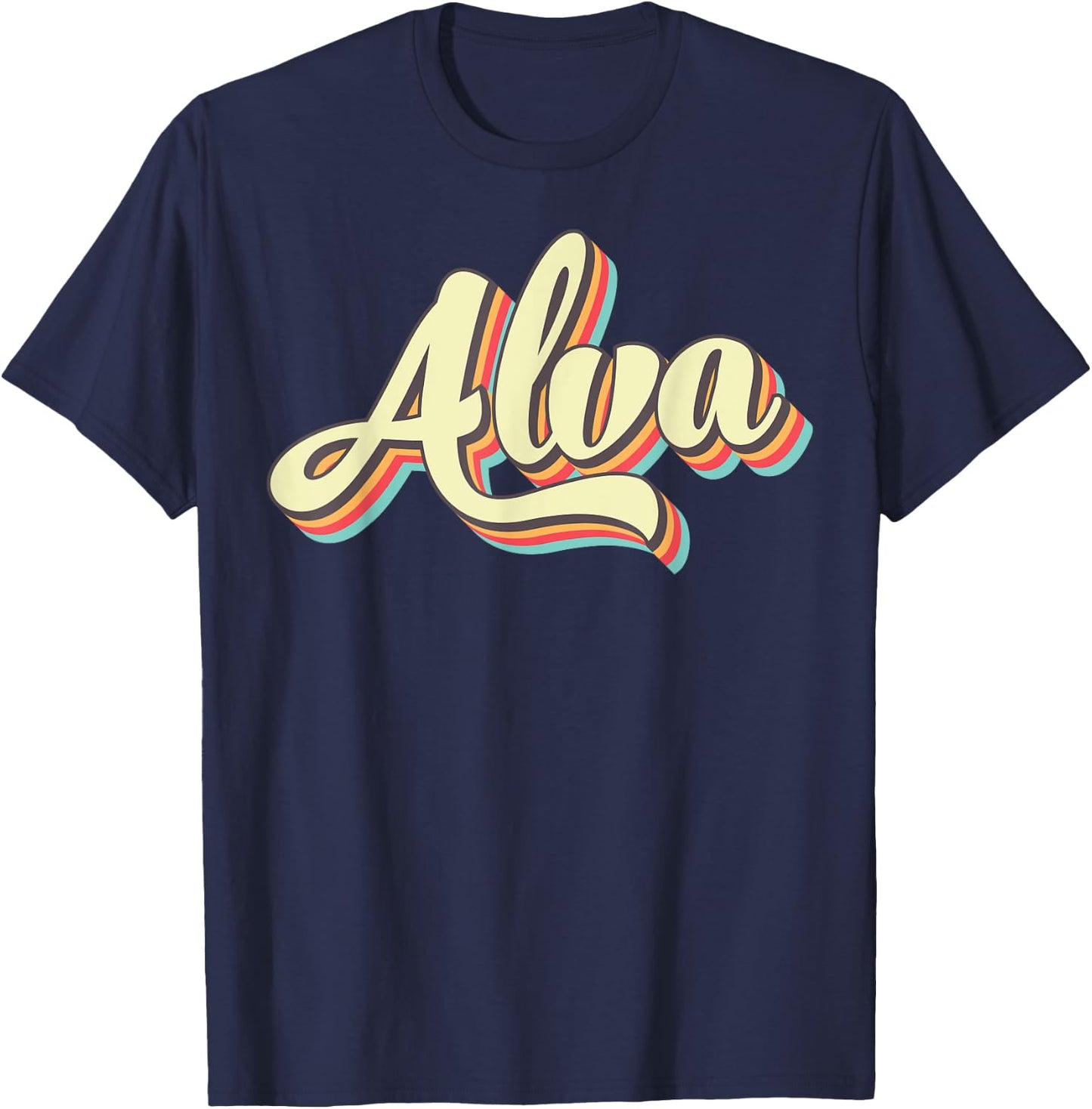 Alva Retro Art Baseball Font Vintage T-Shirt - T-Shirt | Navy