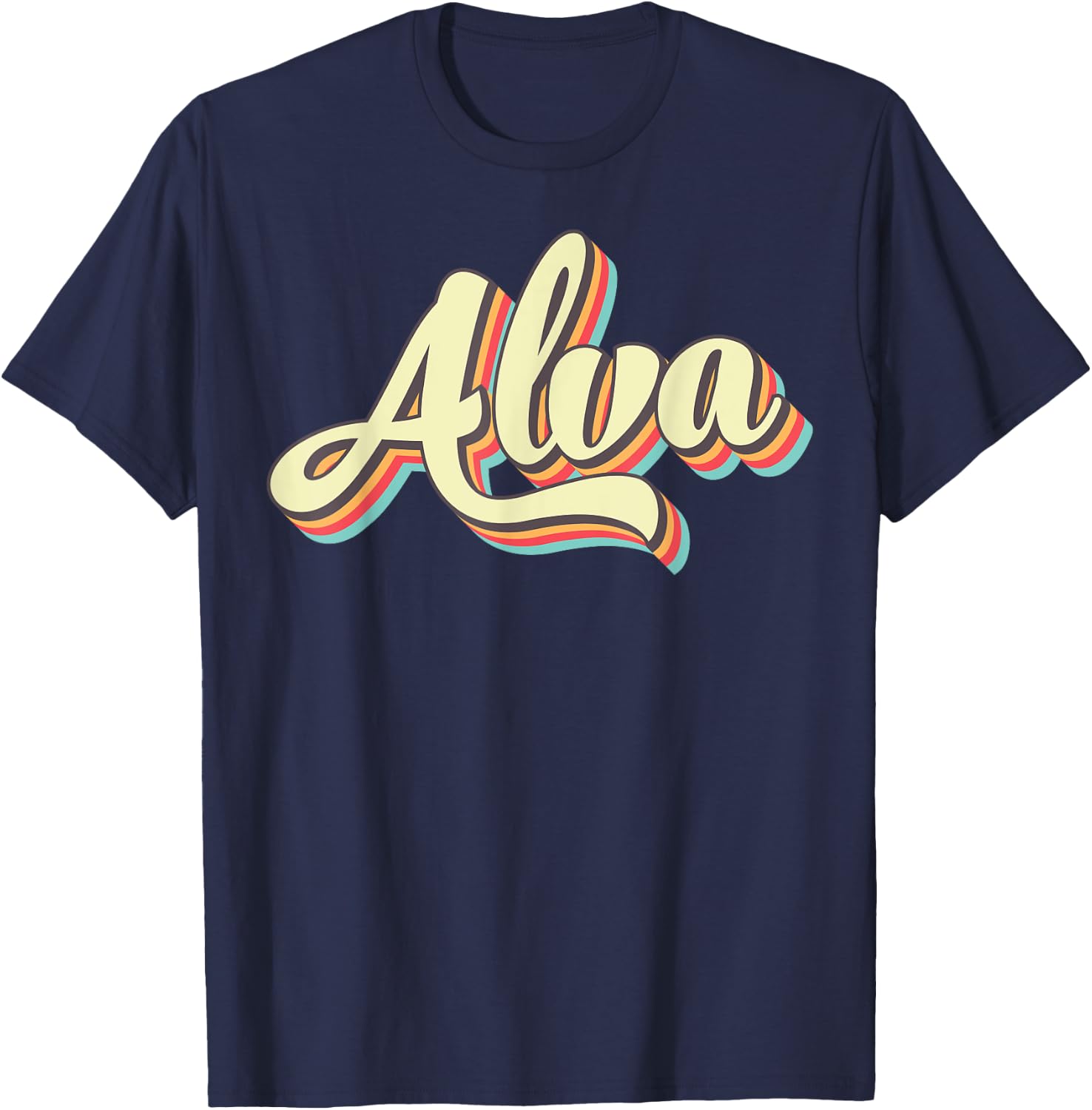 Alva Retro Art Baseball Font Vintage T-Shirt - T-Shirt | Navy