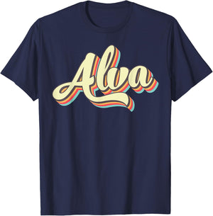 Alva Retro Art Baseball Font Vintage T-Shirt - T-Shirt | Navy