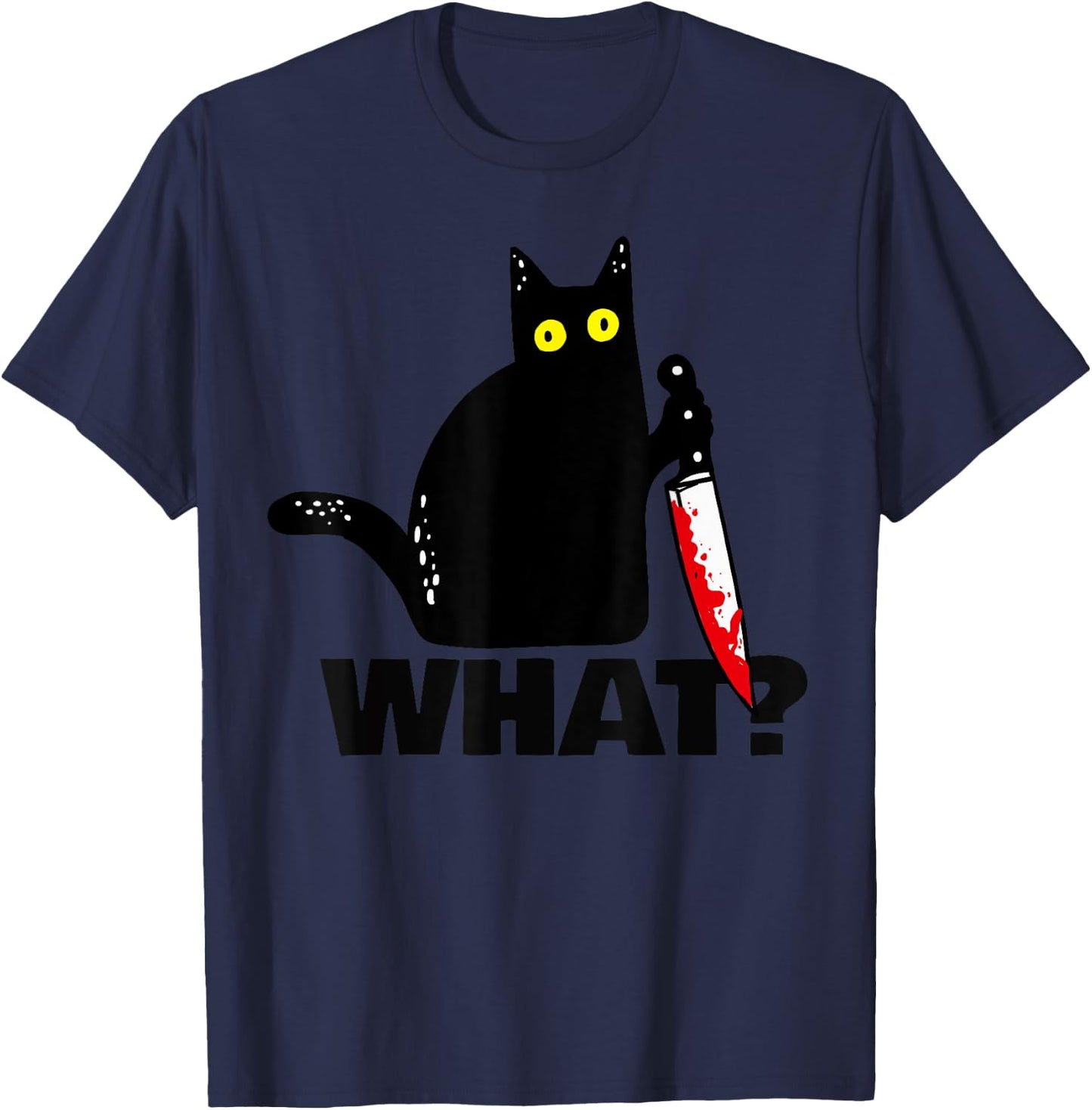 Cat What? funny Murderous Cat with knife Halloween Women T-Shirt - T-Shirt | Navy