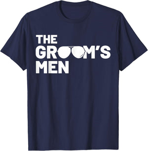Groomsmen Groom Squat Men Bachelor Supplies Party Wedding T-Shirt - T-Shirt | Navy