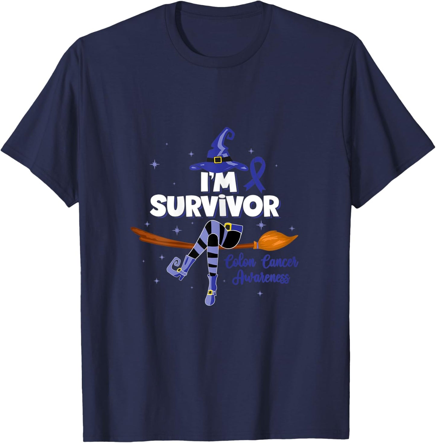 Witch I'm a Survivor Colon Cancer Spooky Halloween T-Shirt - T-Shirt | Navy