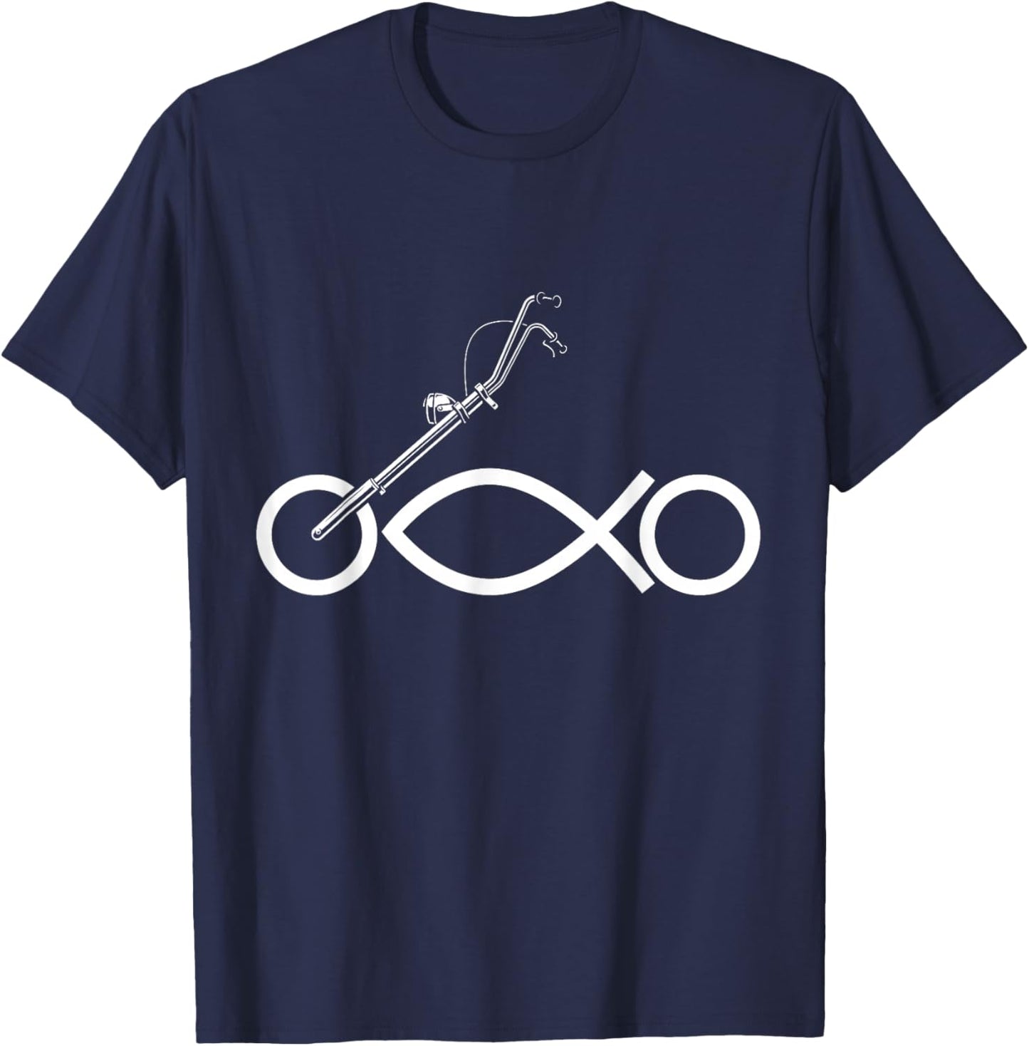 Christian Motorcycle Biker Ichthus Faith T-Shirt - T-Shirt | Navy