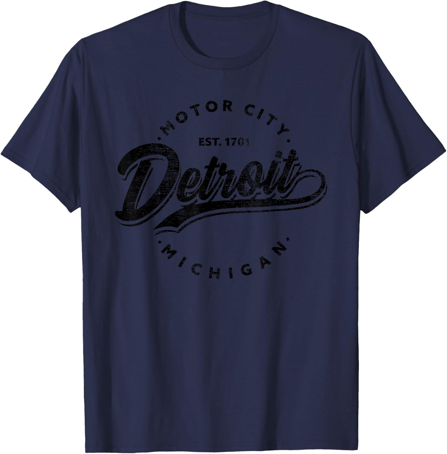 Classic Michiganians Vintage Detroit Motor City Michigan MI T-Shirt - T-Shirt | Navy