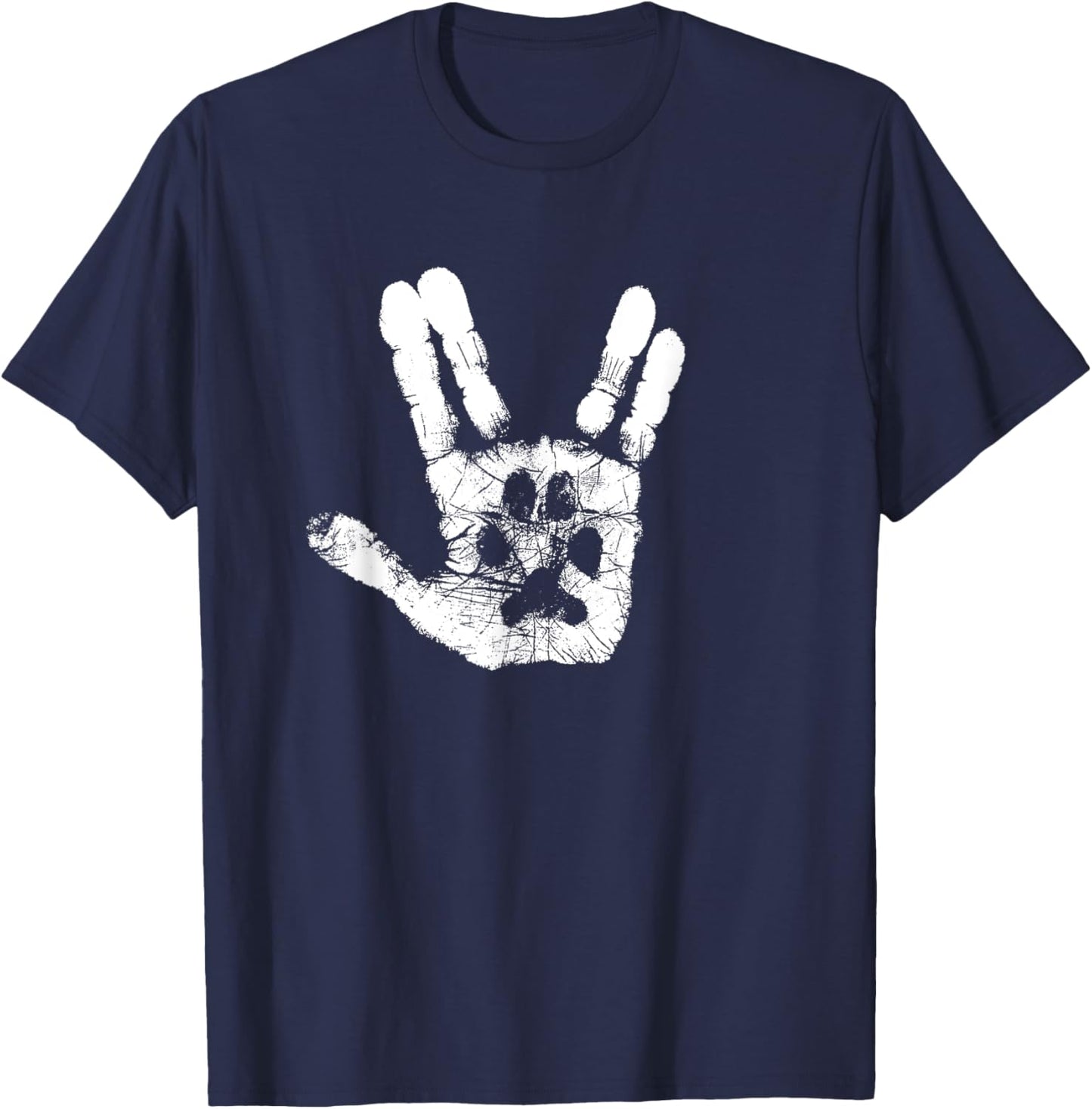 Hand & Paw Print - Animal Lover - Prosper & Live Long T-Shirt - T-Shirt | Navy