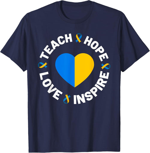 World Down Syndrome Day Awareness Ribbon Teach Hope Love T21