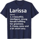 LARISSA Definition Personalized Name Funny Name Gift T-Shirt - T-Shirt | Navy