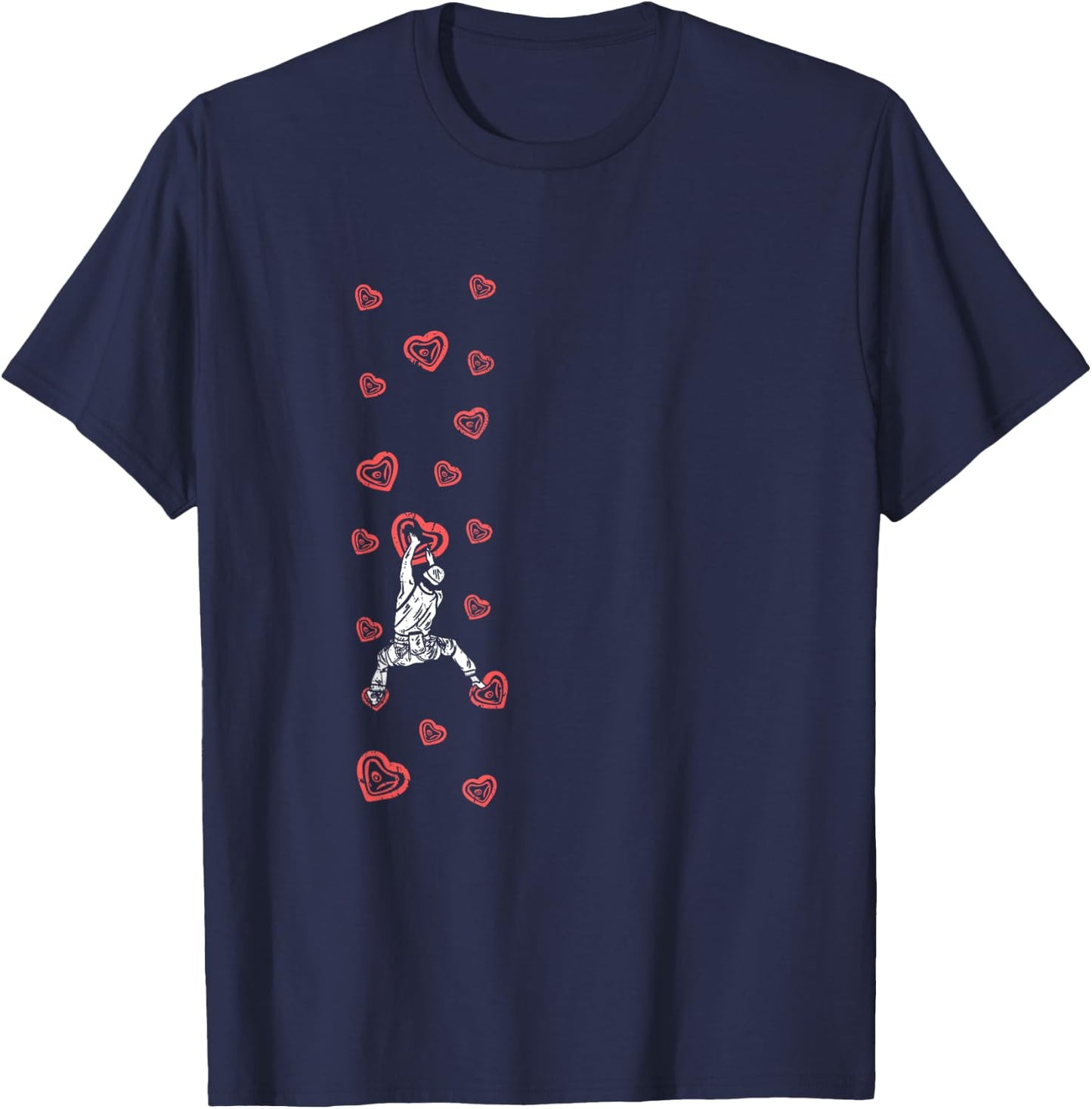 Mountain Climbing Holds Climber Valentine's Day Bouldering T-Shirt - T-Shirt | Navy