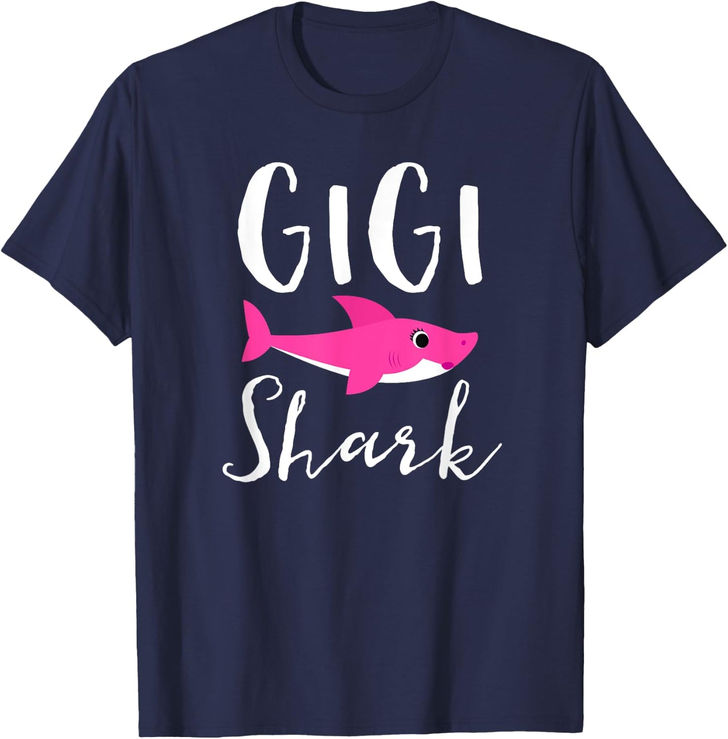 Gigi Shark Grandma Grandmother Pink Shark Graphic T-Shirt - T-Shirt | Navy