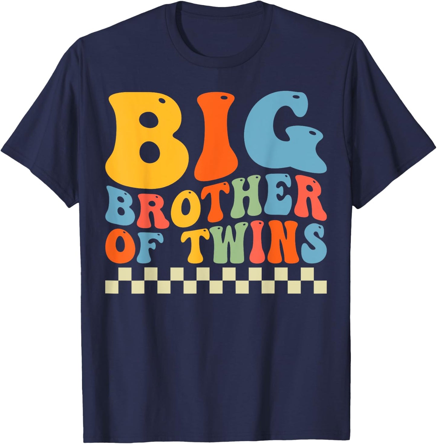 Big Brother Of Twins Older Brother of Twin Announcement T-Shirt - T-Shirt | Navy