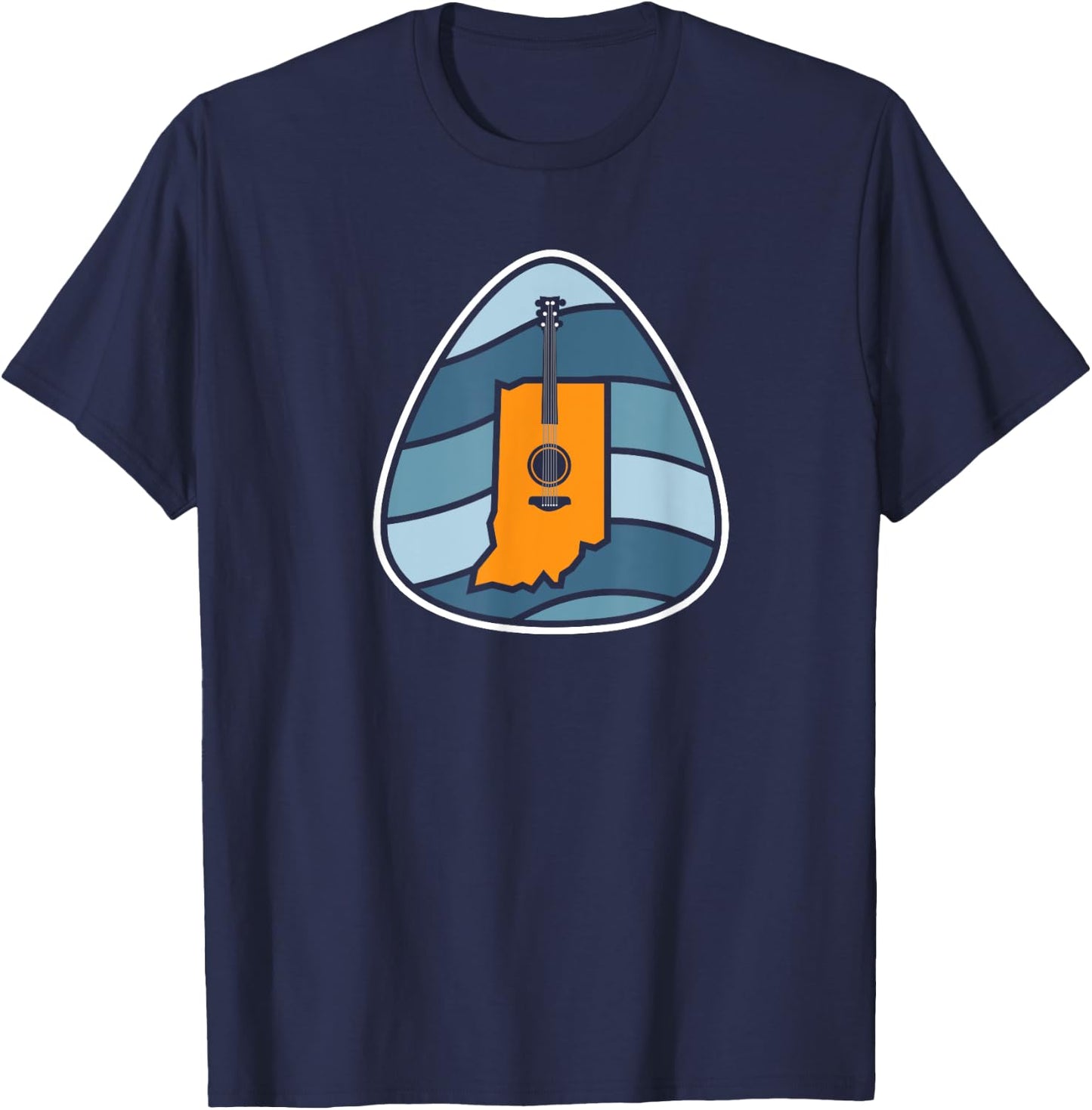 Retro Indiana Music Acoustic Guitar Rock T-Shirt - T-Shirt | Navy