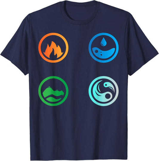 Earth, Water, Fire, Air , The Four Elements T-Shirt - T-Shirt | Navy