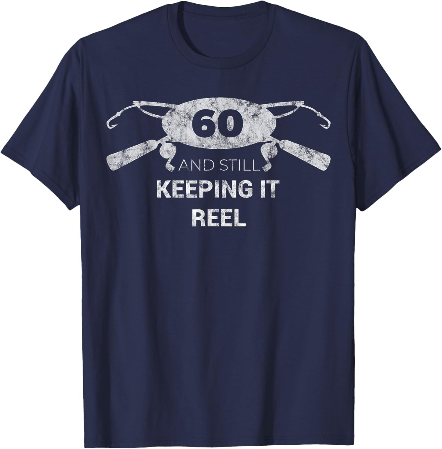 Funny Fishing 60th Birthday Gift Fisherman 60 Year T-Shirt - T-Shirt | Navy