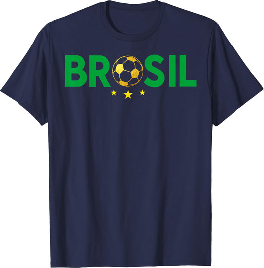 Vintage Brasil Brazil Flag Brazilian Pride Men Women Kids T-Shirt - T-Shirt | Navy