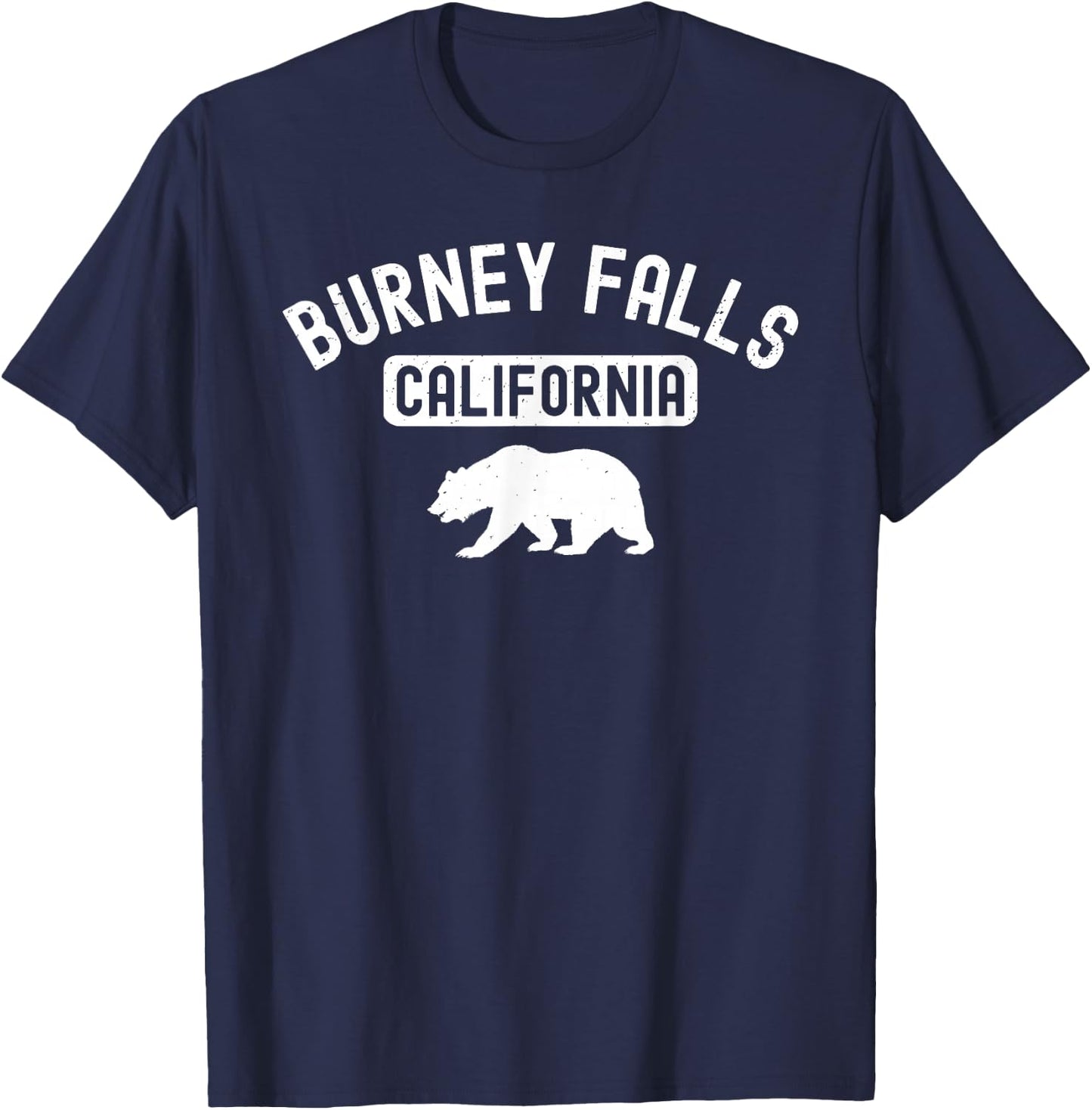 Burney Falls California USA Flag Vintage Cali Bear Shasta Ca T-Shirt - T-Shirt | Navy