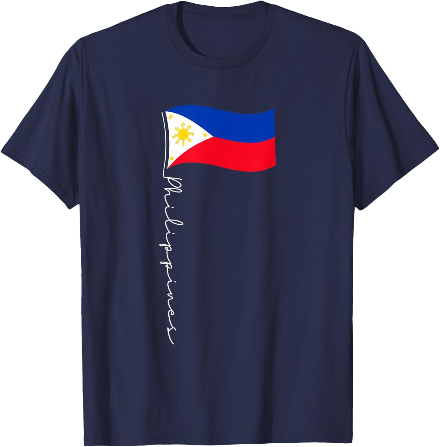 Family Heritage Gifts Philippines Signature Flag Pole - Elegant Filipino Flag T-Shirt - T-Shirt | Navy