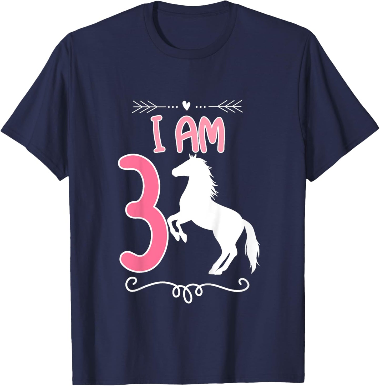 Horse Birthday Shirt 3 Years Old Birthday Outfit Girls T-Shirt - T-Shirt | Navy
