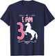 Horse Birthday Shirt 3 Years Old Birthday Outfit Girls T-Shirt - T-Shirt | Navy