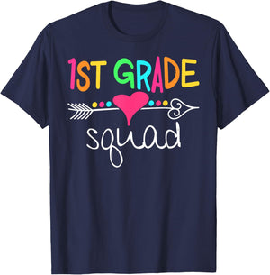 1st Grade Squad First Teacher Student Team Back To School Women Girls Kids T-Shirt - T-Shirt | Navy