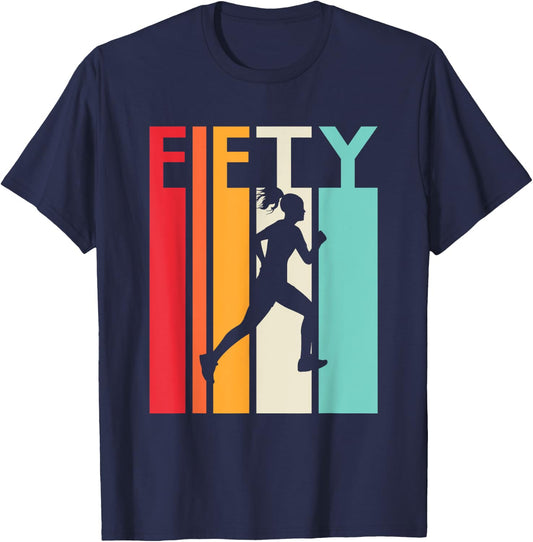 50th Birthday Gift Vintage Running Shirt for 50 Year Old T-Shirt - T-Shirt | Navy