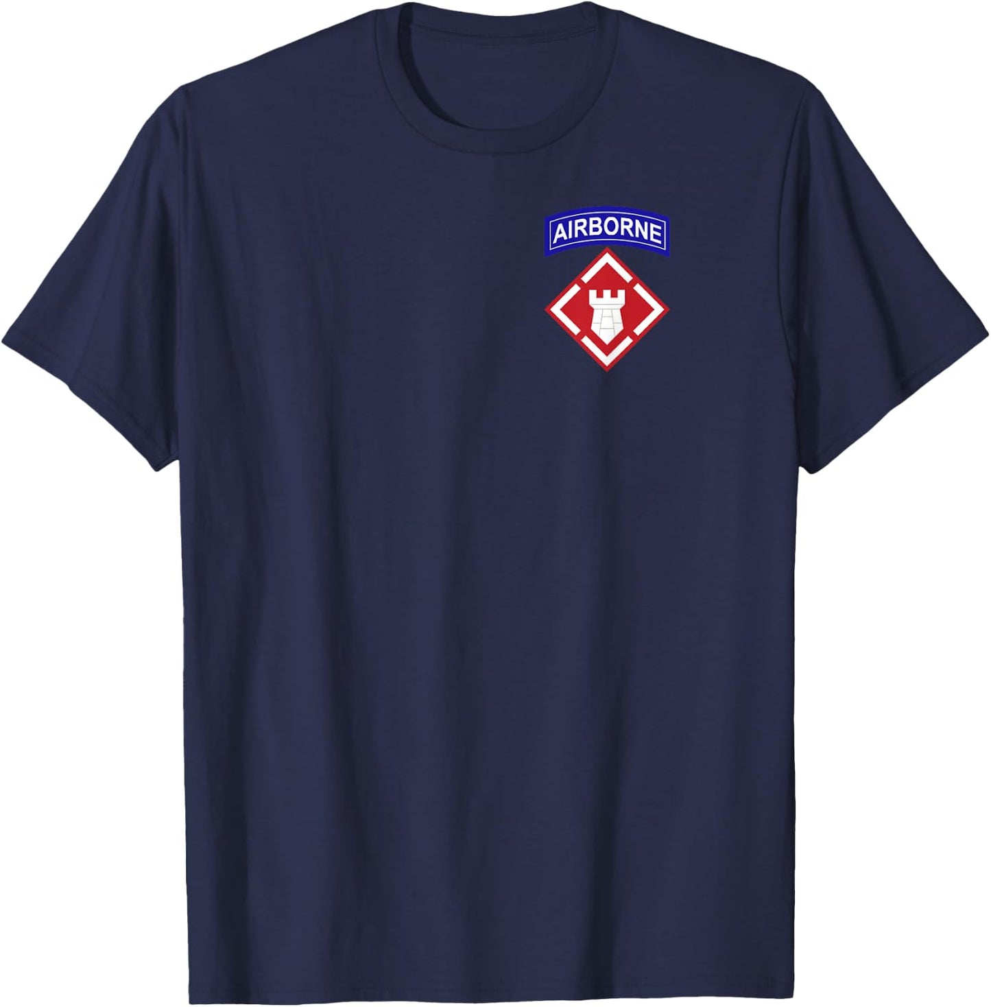 20th Engineer Brigade Patch with Airborne Tab T-Shirt - T-Shirt | Navy
