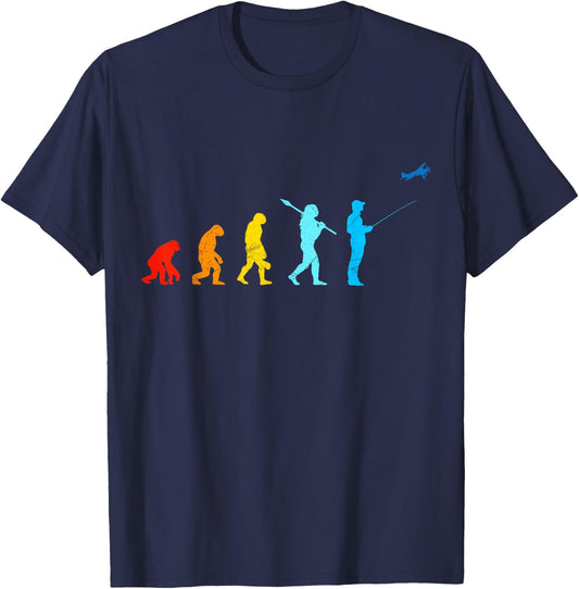 Model flyer evolution monkey human Model airplane RC Pilot T-Shirt - T-Shirt | Navy