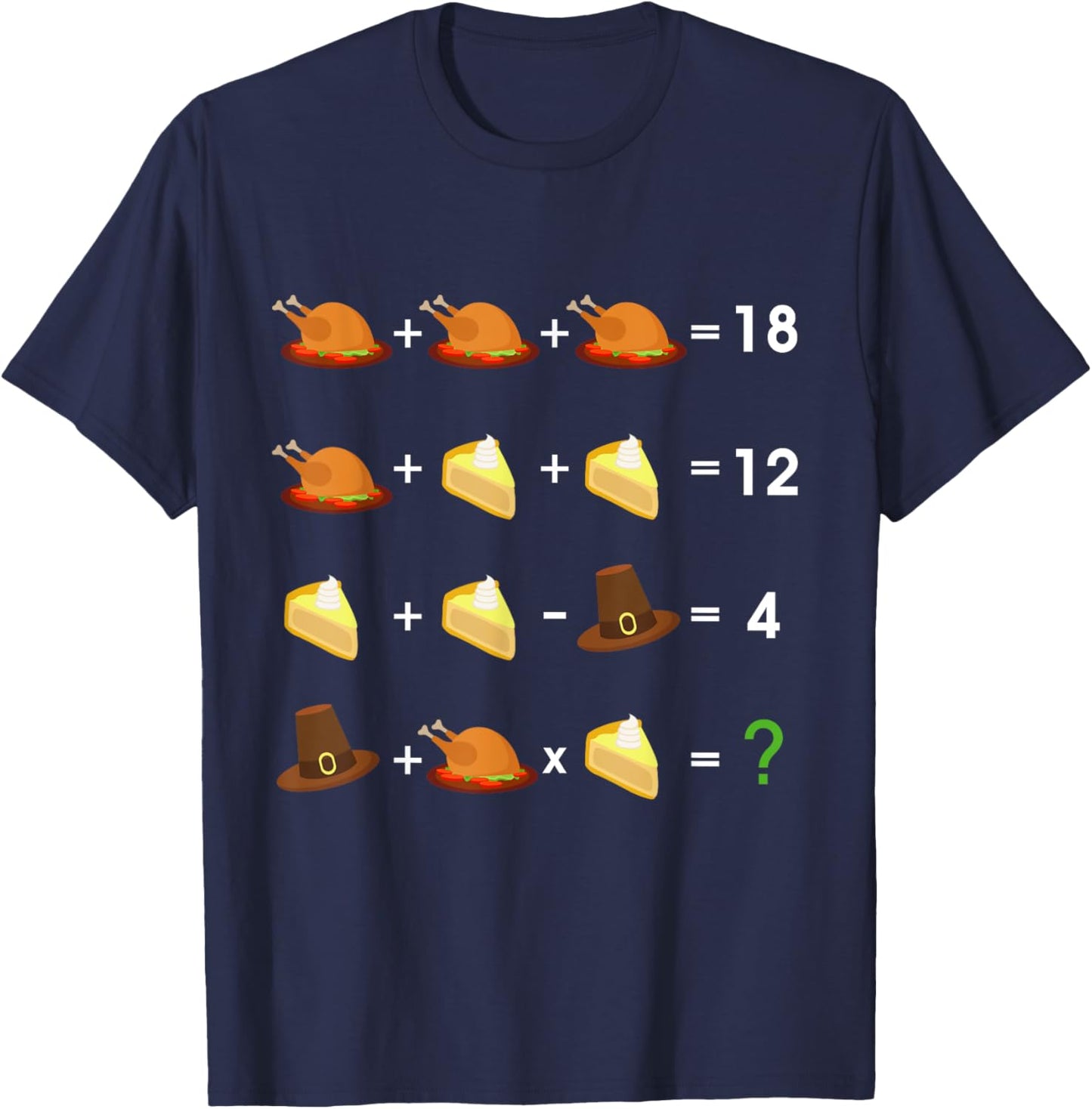 Order of Operations Thanksgiving Quiz Funny Math Teacher Men Women Kids T-Shirt - T-Shirt | Navy