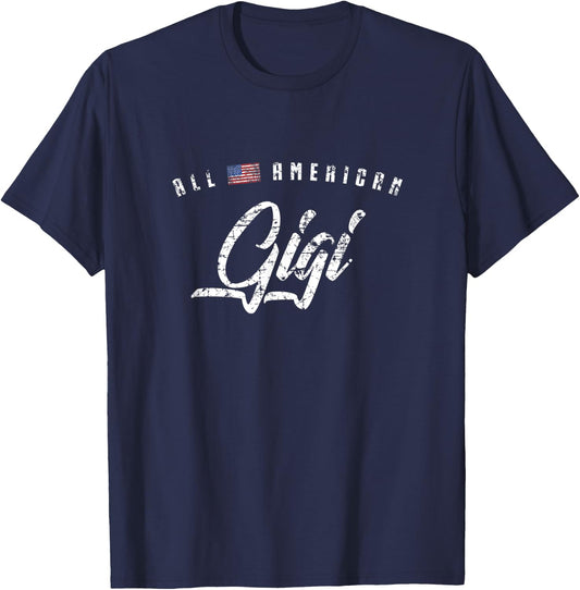 All American Gigi Shirt, Cute Flag Birthday Gift T-Shirt - T-Shirt | Navy