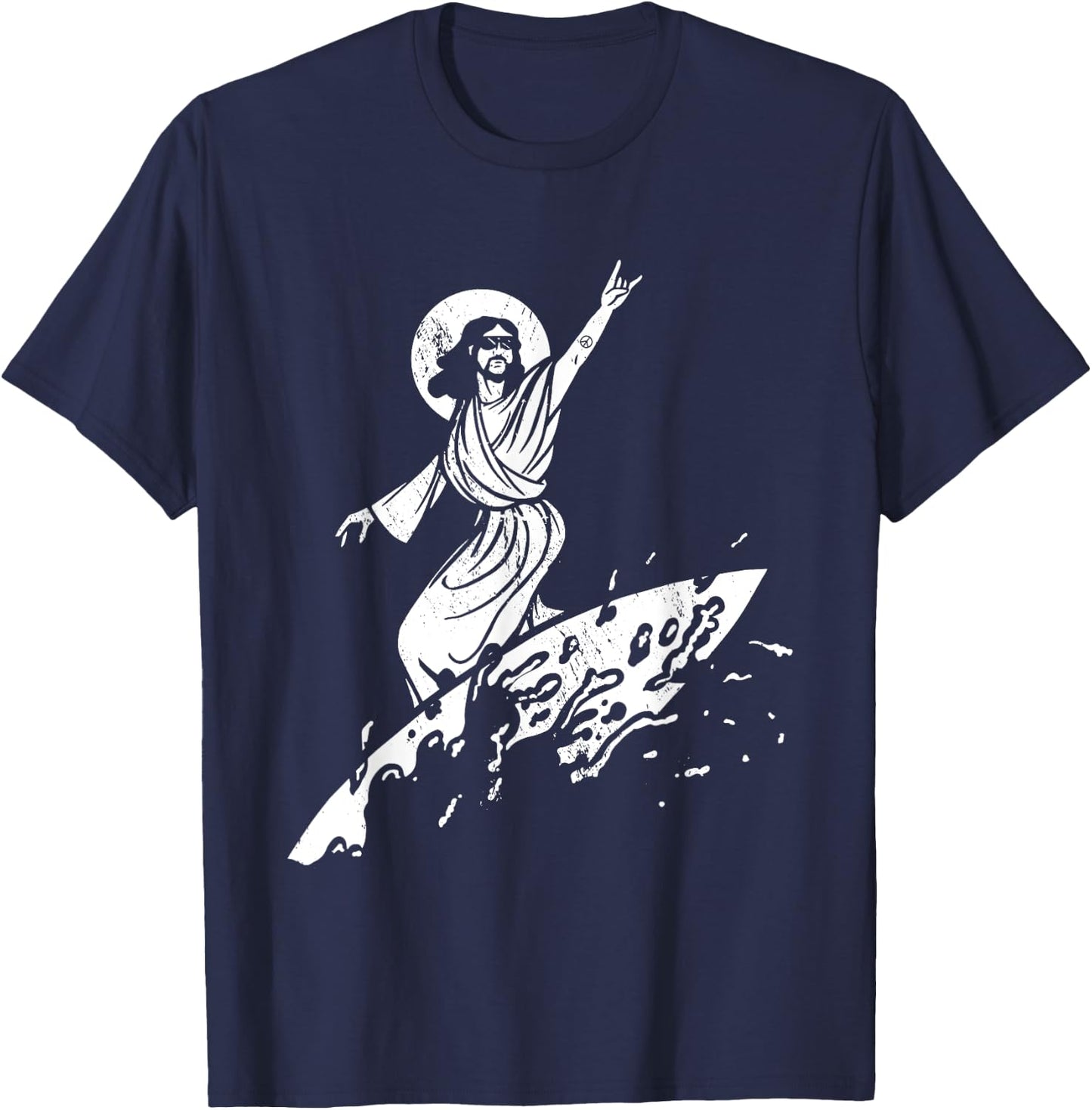 Surfer Jesus Christ Surfing Summer Surfboard Religious Women T-Shirt - T-Shirt | Navy