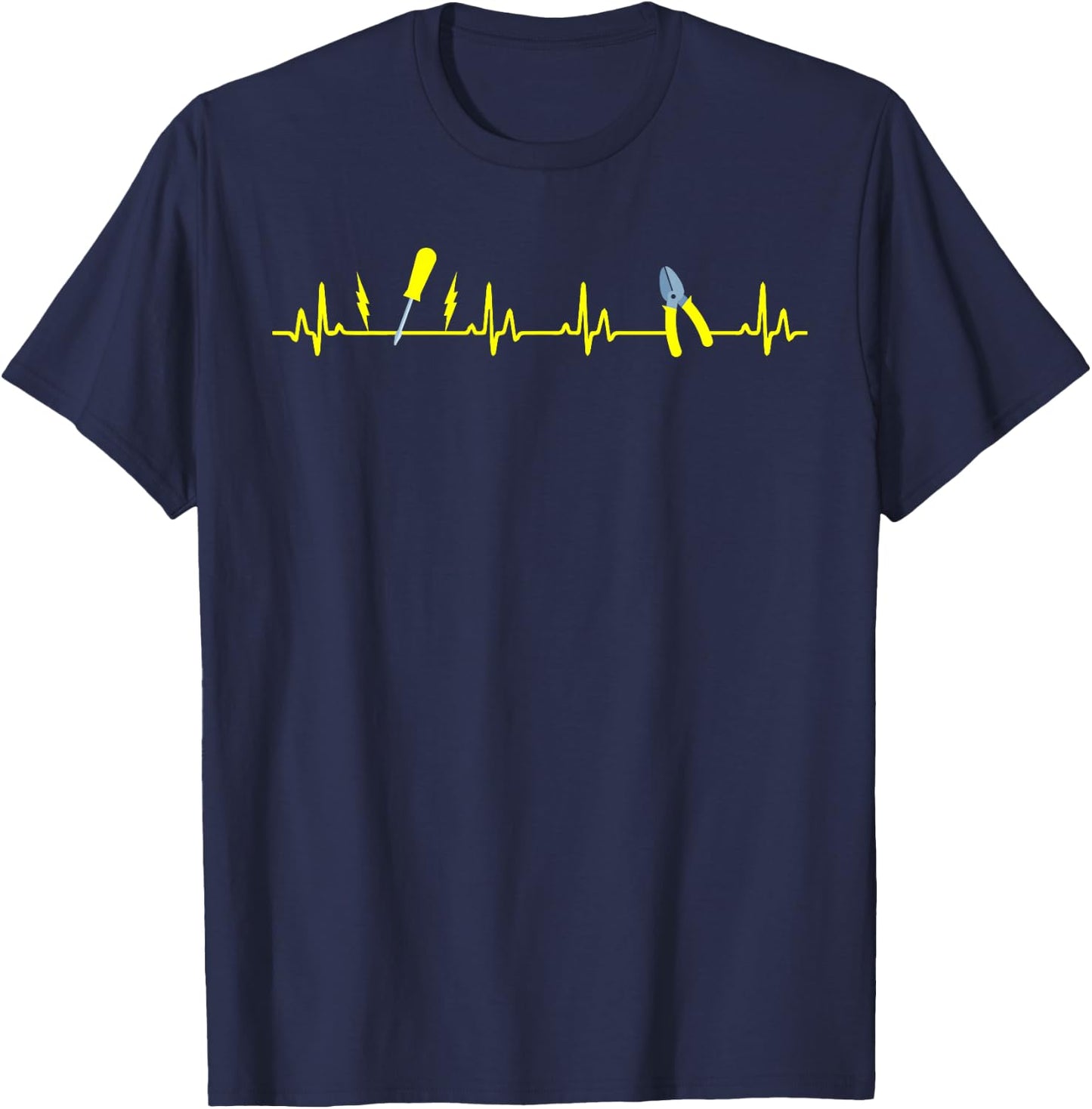 Heartbeat Design for Electrician T-Shirt - T-Shirt | Navy
