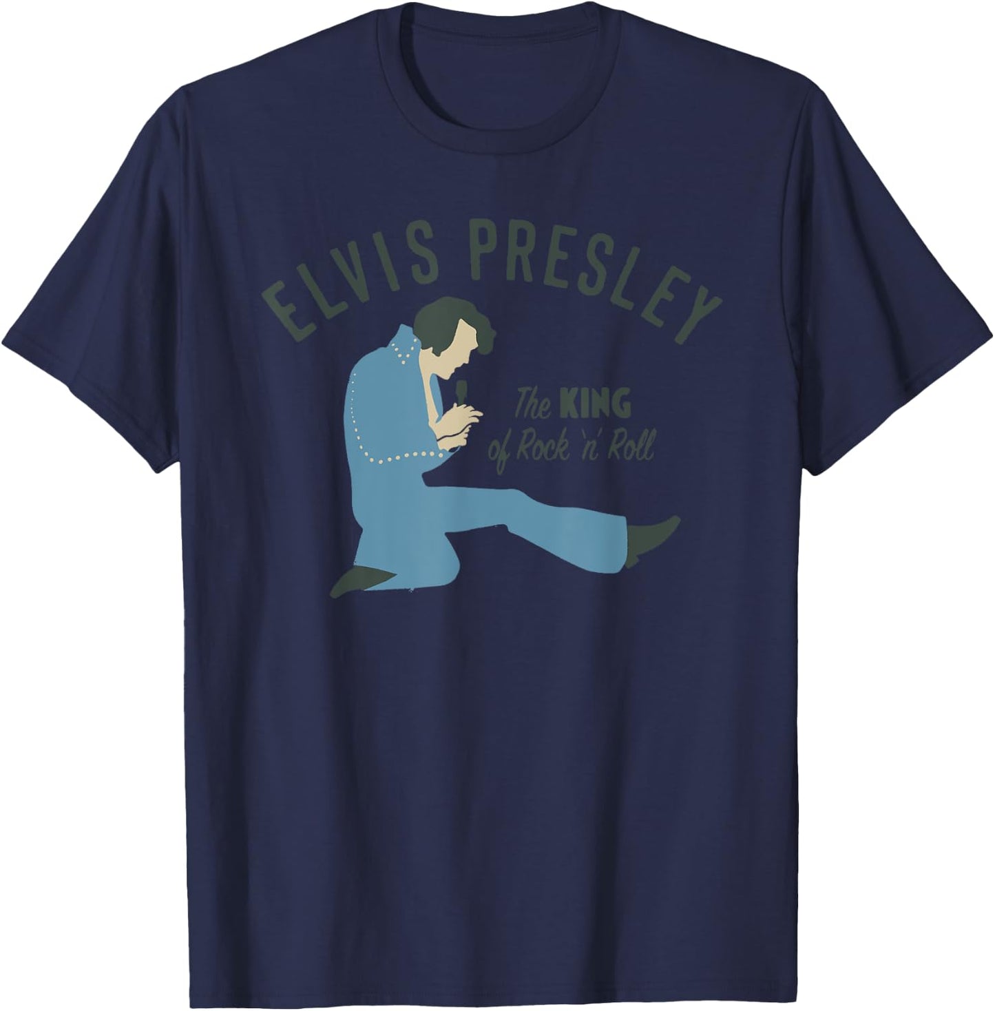 Elvis Presley Official Elvis King Illustration T-Shirt - T-Shirt | Navy
