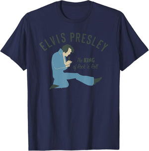 Elvis Presley Official Elvis King Illustration T-Shirt - T-Shirt | Navy